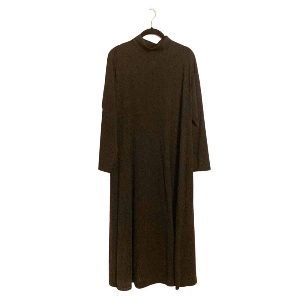 Travelsmith Mock Turtleneck Empire waist Black Dress Petite Large